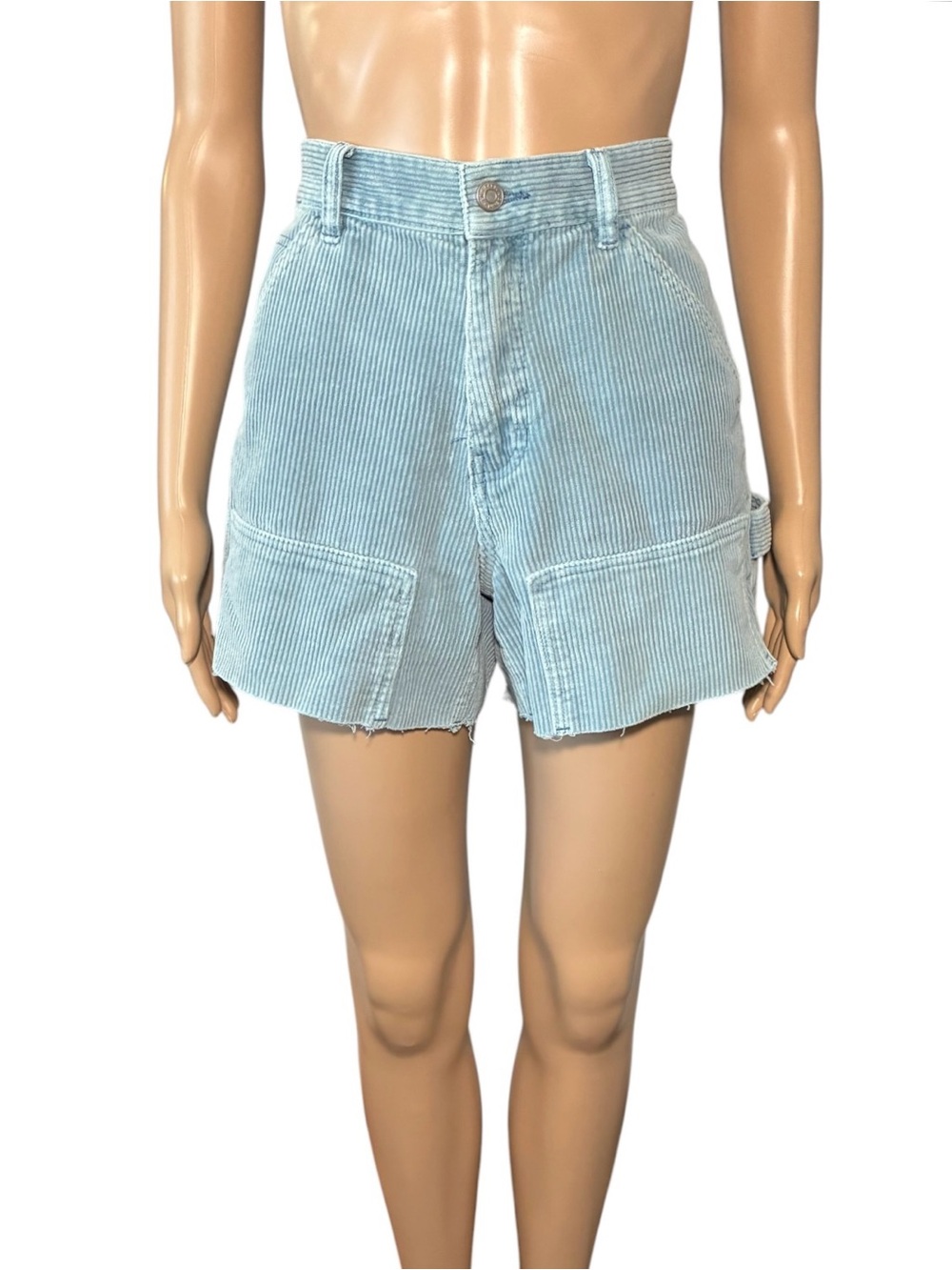 Pacsun Women's Shorts Size27 Light Blue Corduroy Cut-Off Cargo Style 100% Cotton
